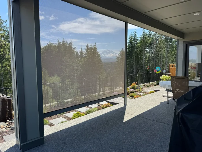 Motorized outdoor patio screens installed on a Seattle home