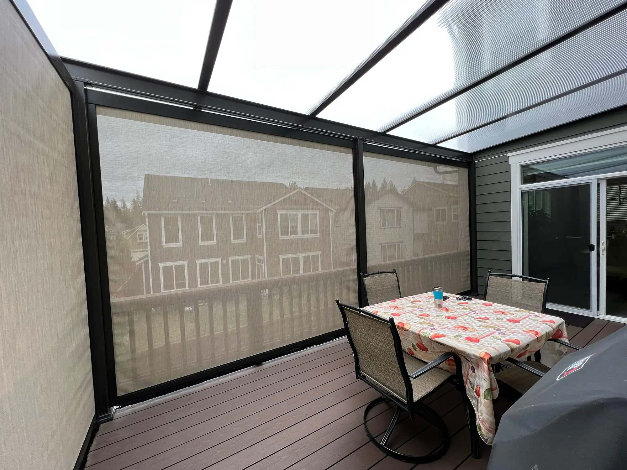 Outdoor Motorized Solar Shades Mercer Island Star Construction