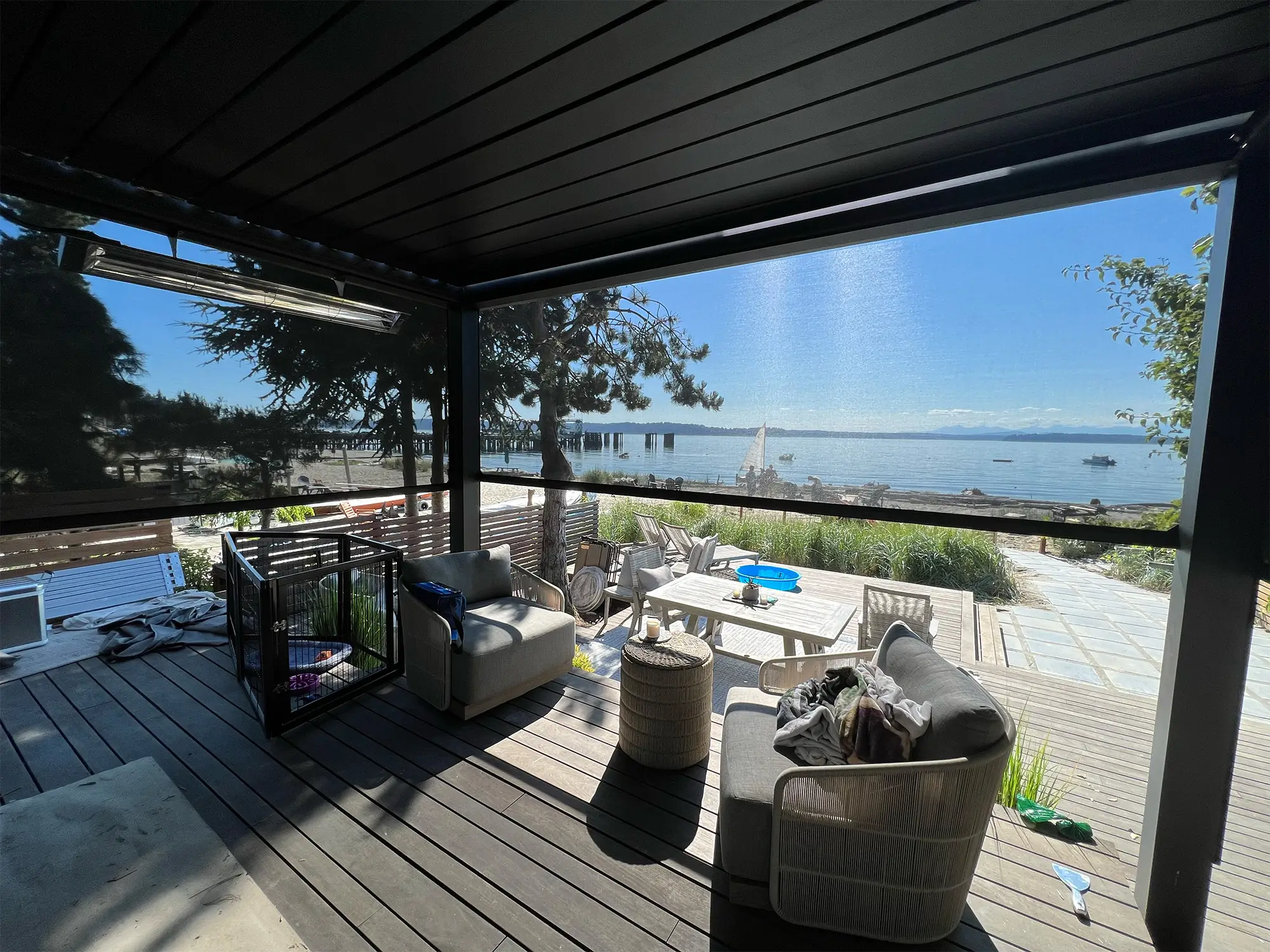 Outdoor Motorized Solar Shades Kirkland WA